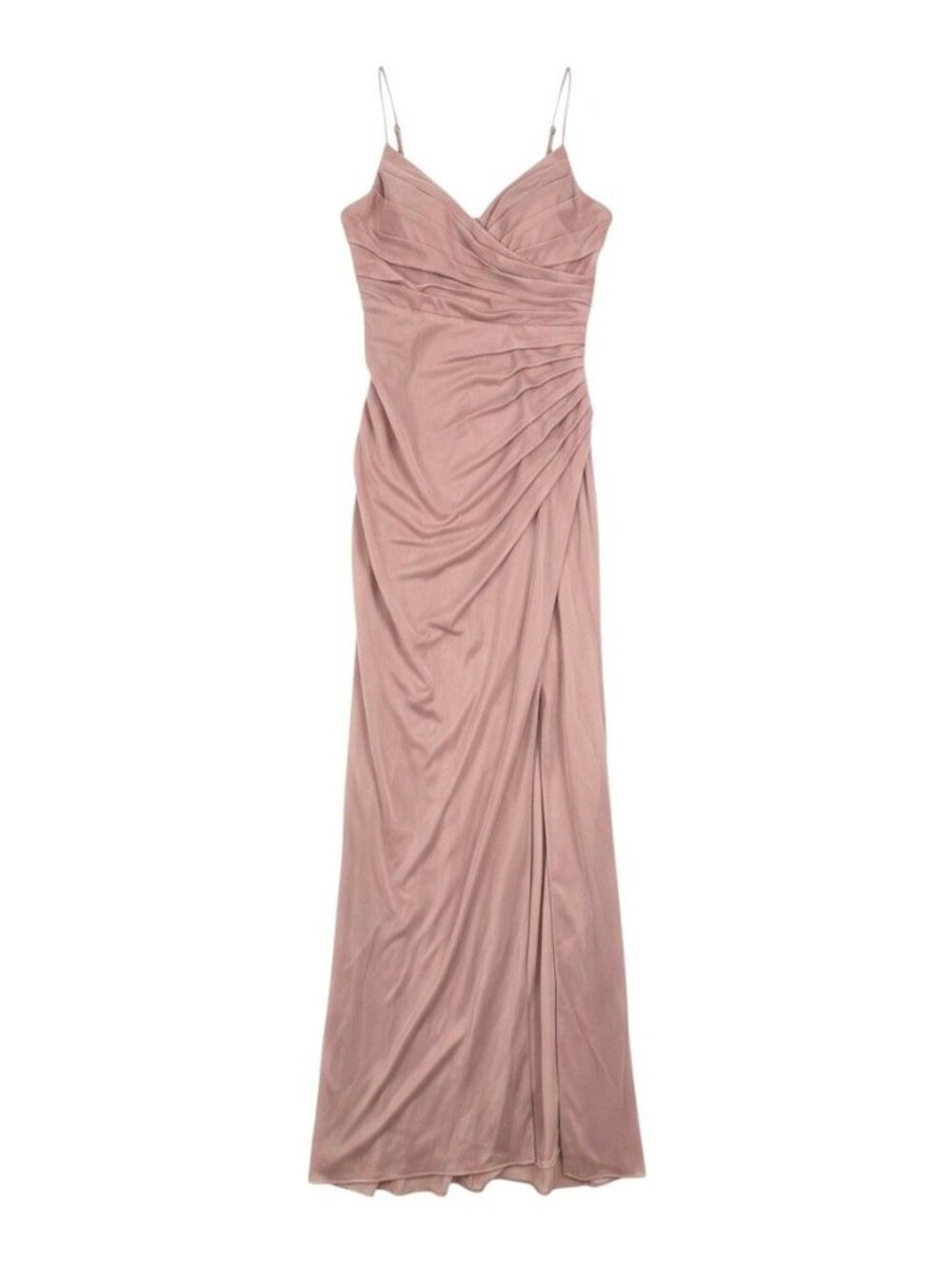 Azazie Women's Pink Ruched Sleeveless Maxi Dress Size A0 NWT